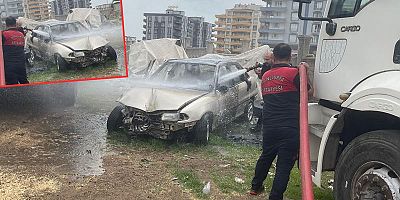 Siverek'te Kaza Yapan Araçta Yangın Çıktı 