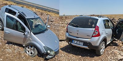 Siverek'te otomobil şarampole devrildi: 2 yaralı