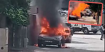 Siverek’te park halindeki otomobil alev aldı