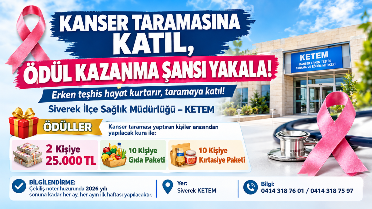 Siverek’te Kanser Taramasına Katılanlara 25 Bin TL Para ve Çeşitli Ödüller Verilecek!